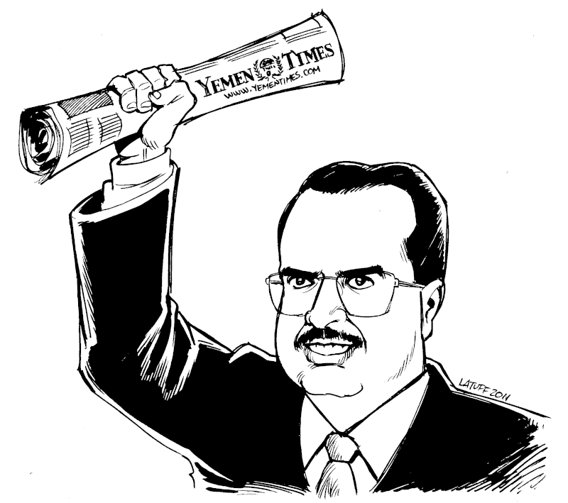 Editor Abdulaziz al-Saqqaf. Illustration by Carlos&nbsp;Latuff